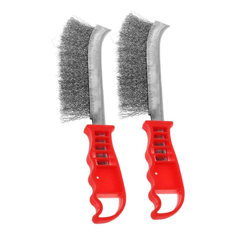 Stainless Steel Wire Brush 2 Pack Heavy Duty Rust Removal Non Slip Grip - Image 1